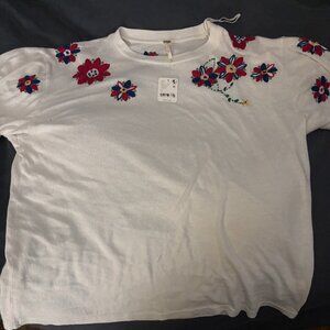Free People NWT Embroidered T-Shirt